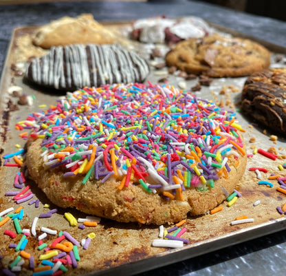 assorted cookies from bikkie haus sydney cookie gift box on a tray