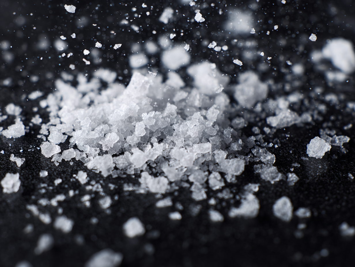close up of sea salt flakes used on bikkie haus cookies  from sydney